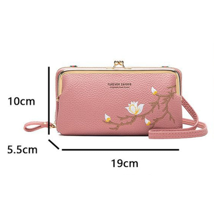 Embroidered Large Capacity Single-shoulder Phone Bag Crossbody Zipper Long Ladies Wallet My Store