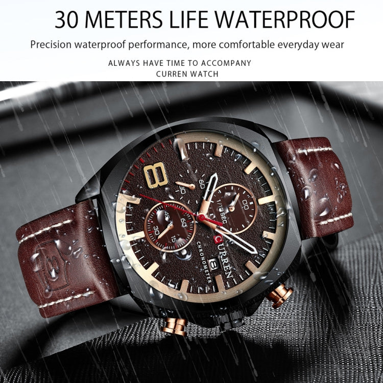 Curren 8324 Six-hand Leather Strap Waterproof Men Watch With Calendar Reluova