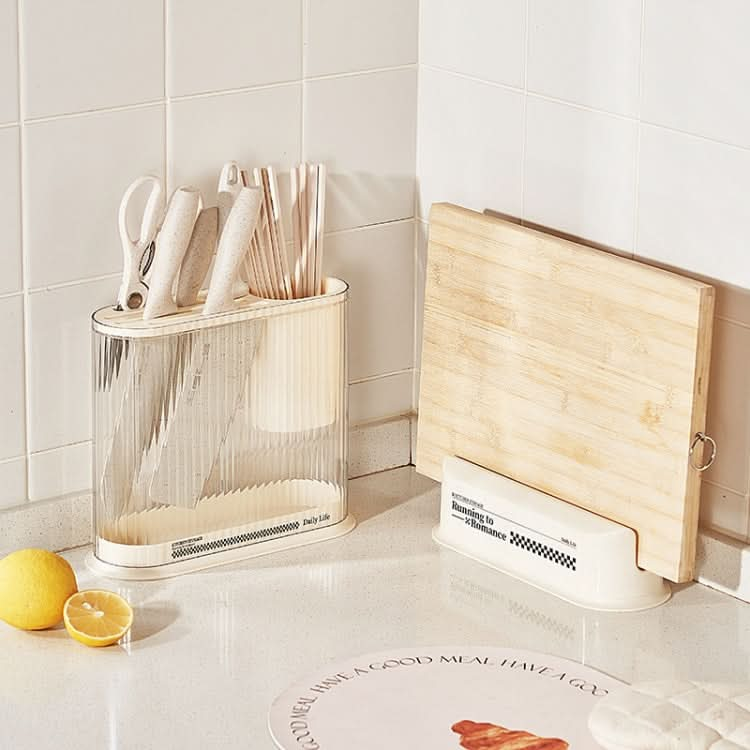 Cream Style Kitchen Storage Rack Knife Holder Chopping Board