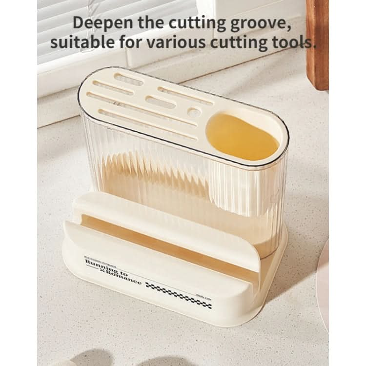 Cream Style Kitchen Storage Rack Knife Holder Chopping Board