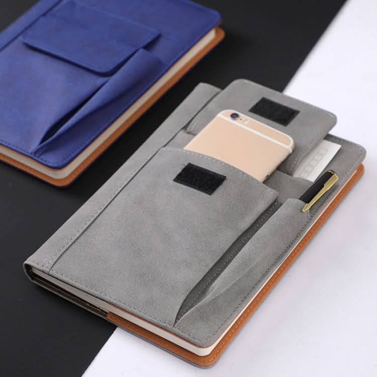 A5 Imitation Fabric PU Leather Notebook Notepad Multi-pocket Journal Planner(Grey)-Reluova