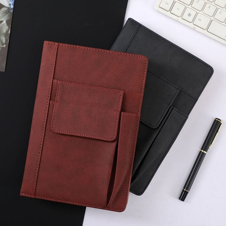 A5 Imitation Fabric PU Leather Notebook Notepad Multi-pocket Journal Planner(Grey)-Reluova