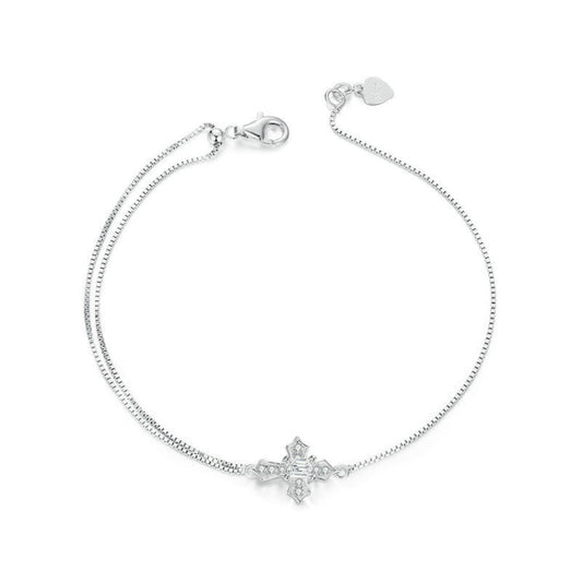 Sterling Silver Platinum Plated Double Layer Cross Women Bracelet My Store