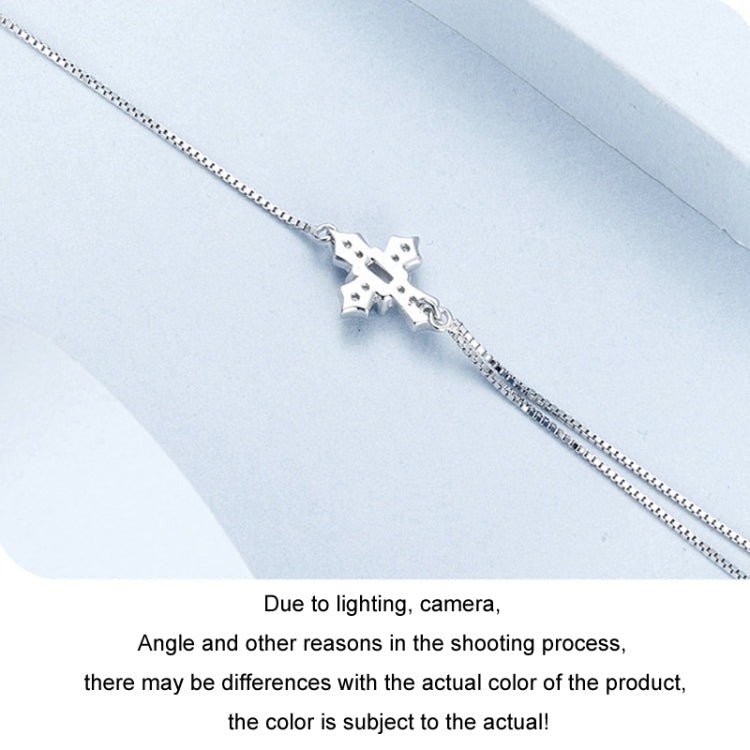 Sterling Silver Platinum Plated Double Layer Cross Women Bracelet My Store