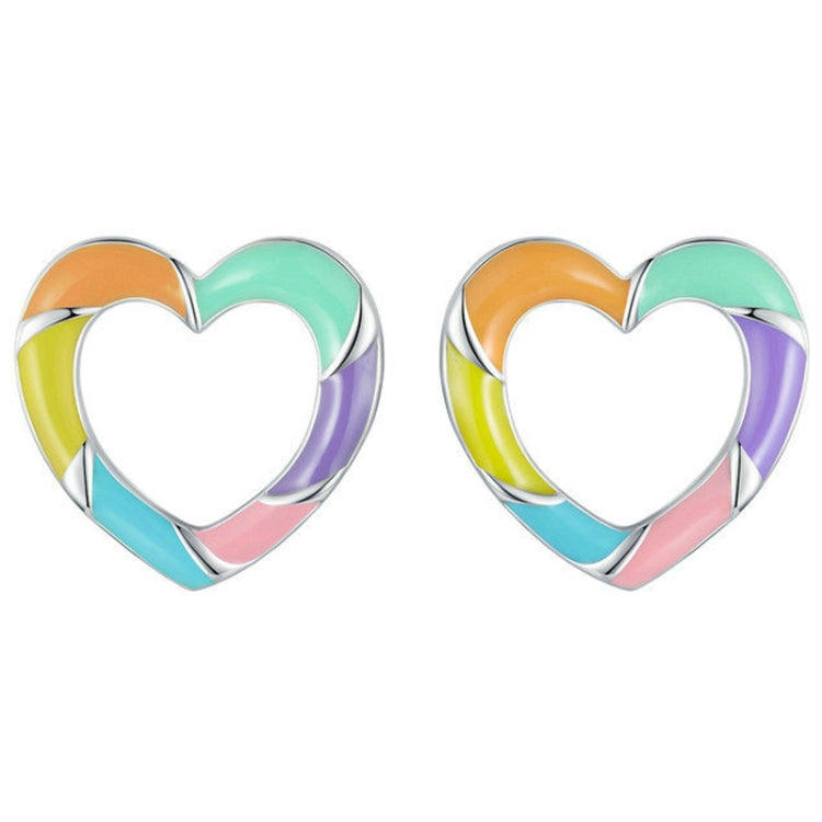 S925 Sterling Silver Platinum-plated Dopamine Rainbow Love Earrings for Women My Store