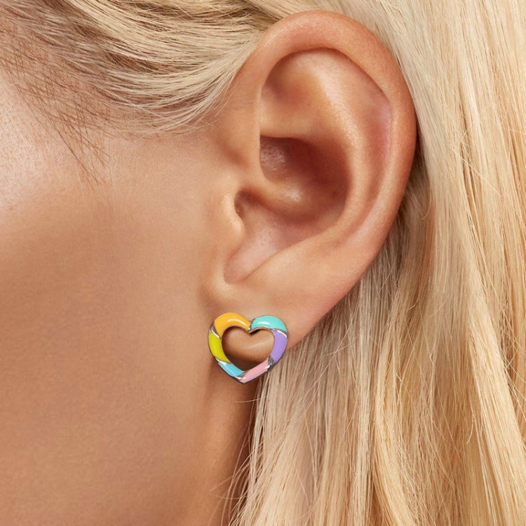 S925 Sterling Silver Platinum-plated Dopamine Rainbow Love Earrings for Women My Store