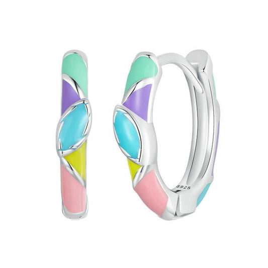 S925 Sterling Silver Platinum Plated Irregular Dopamine Rainbow Earrings My Store