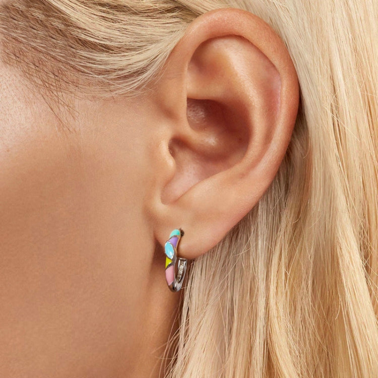 S925 Sterling Silver Platinum Plated Irregular Dopamine Rainbow Earrings My Store