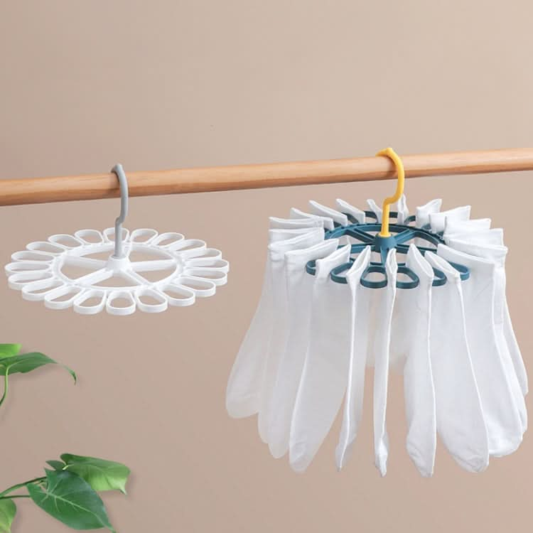 360 Degree Rotatable Sock Hanger With 20 Clips Round Laundry Drying Rack(White)-Reluova