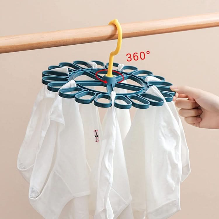 360 Degree Rotatable Sock Hanger With 20 Clips Round Laundry Drying Rack(Deep Blue)-Reluova