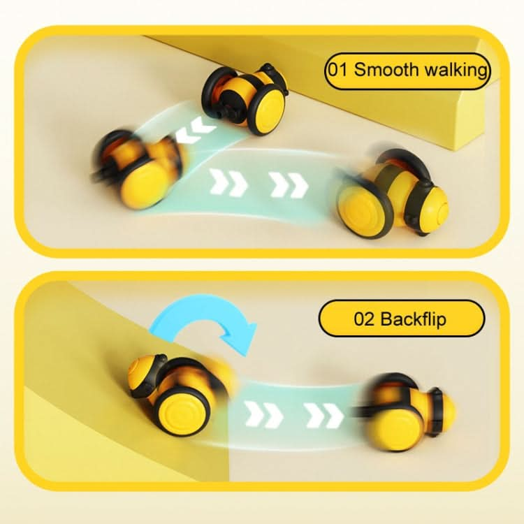 60 x 53 x 38mm Bee Shaped Cats Motorized Toys Intelligent Cats Teasing Pet Toy Stroller(Yellow)-Reluova