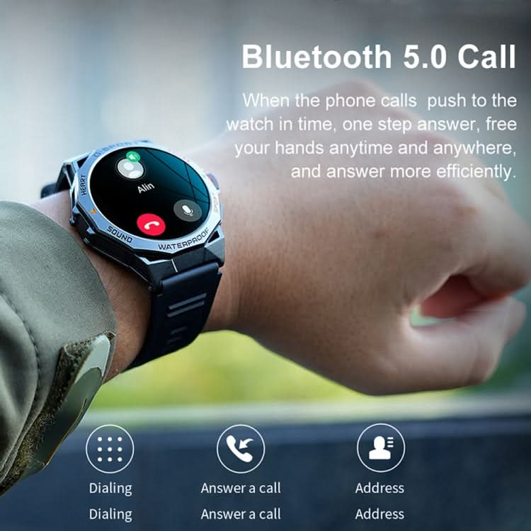 K62 1.43 Inch Waterproof Bluetooth Call Weather Music Smart Sports Watch