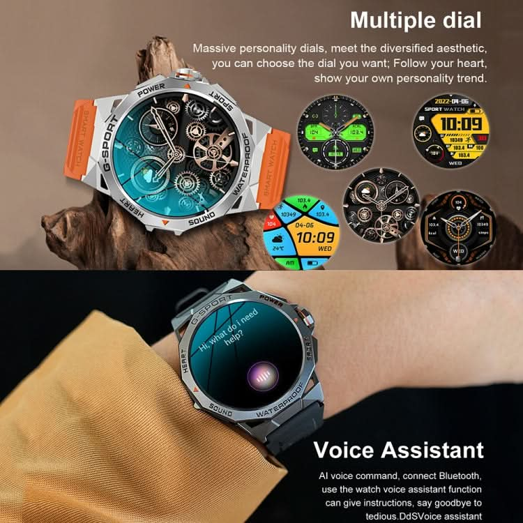 K62 1.43 Inch Waterproof Bluetooth Call Weather Music Smart Sports Watch