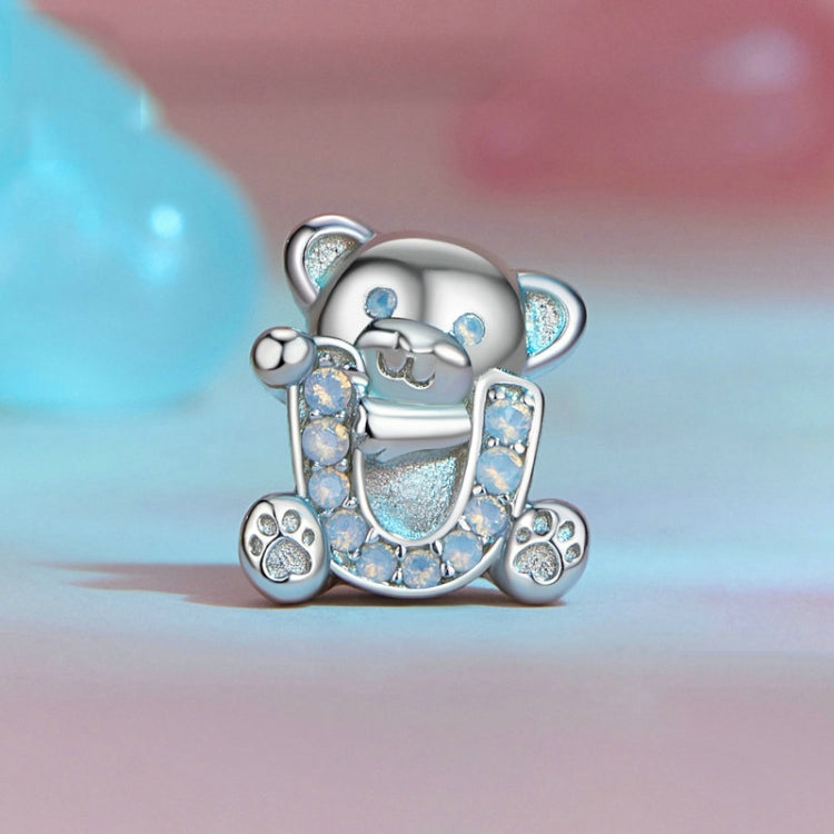 S925 Sterling Silver Valentine Day Cute Bear DIY Beads My Store