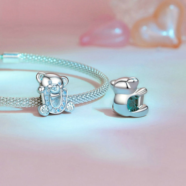 S925 Sterling Silver Valentine Day Cute Bear DIY Beads My Store