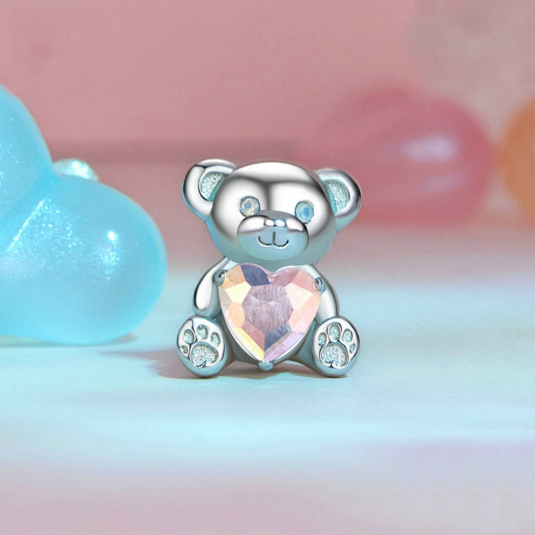 S925 Sterling Silver Valentine Day Cute Bear DIY Beads My Store