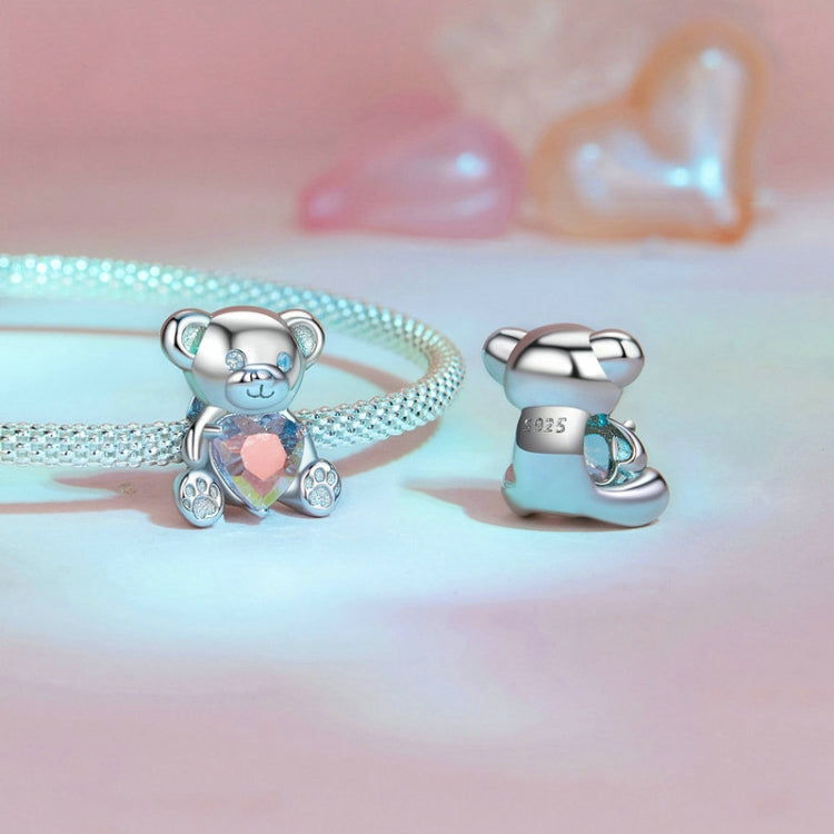 S925 Sterling Silver Valentine Day Cute Bear DIY Beads