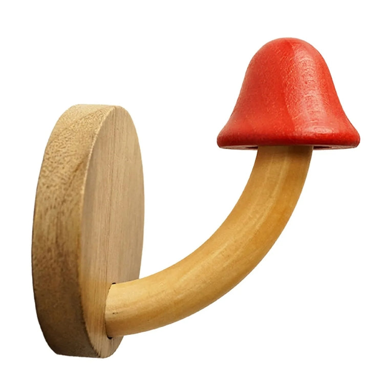 Wooden Mushroom Shape Punch-Free Coat Hook Home Decoration Storage Hook