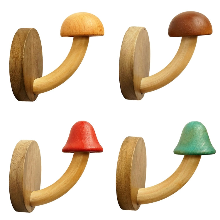 Wooden Mushroom Shape Punch-Free Coat Hook Home Decoration Storage Hook