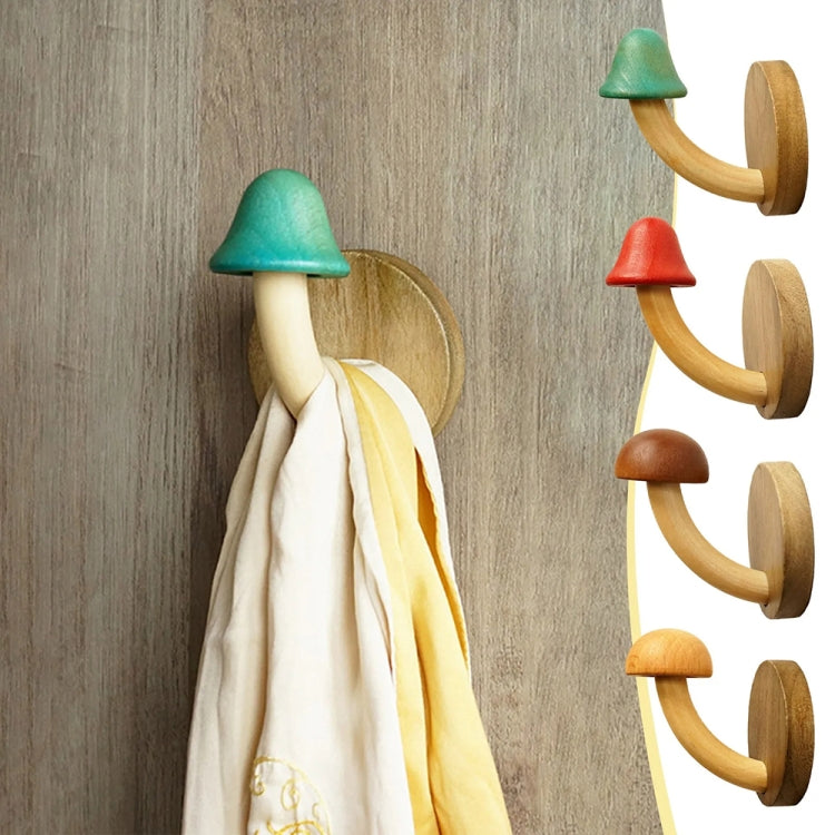 Wooden Mushroom Shape Punch-Free Coat Hook Home Decoration Storage Hook