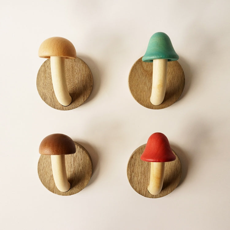 Wooden Mushroom Shape Punch-Free Coat Hook Home Decoration Storage Hook