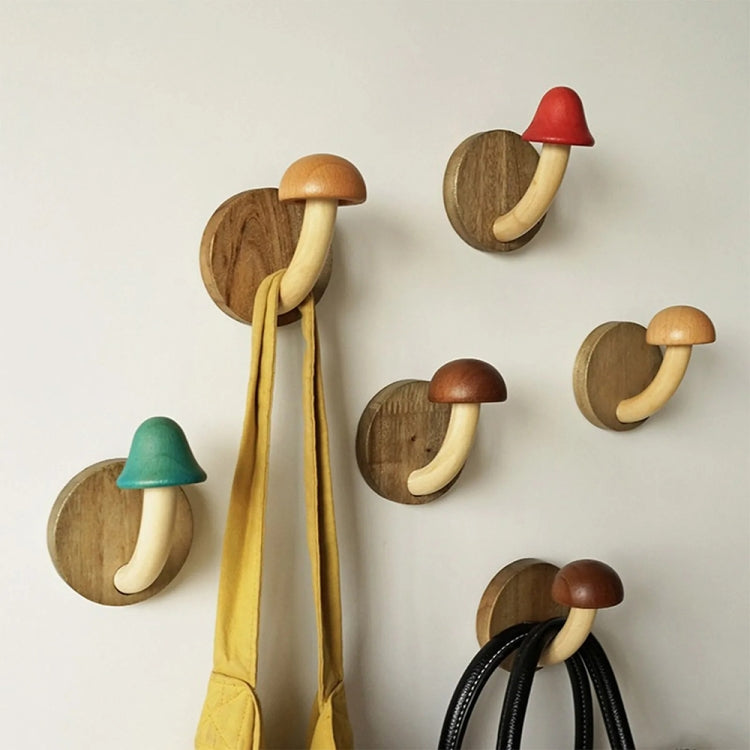 Wooden Mushroom Shape Punch-Free Coat Hook Home Decoration Storage Hook