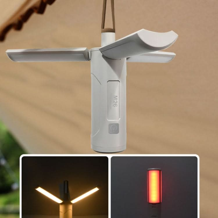 2000mAh M26 Foldable Handheld Lamp Portable Triple Leaf Hook Outdoor Flashlight Multi-Functional Camping Light-Reluova