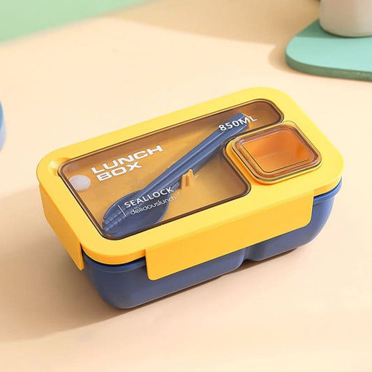 Rectangle Microwaveable Lunch Box Hermetic Bento Box with Spoon Chopsticks Reluova