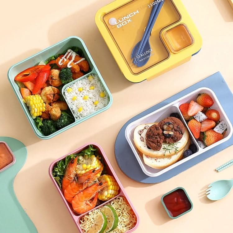 Rectangle Microwaveable Lunch Box Hermetic Bento Box with Spoon Chopsticks Reluova