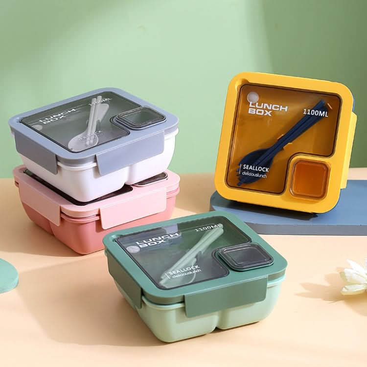 Square Microwaveable Lunch Box Hermetic Bento Box with Spoon Chopsticks Reluova