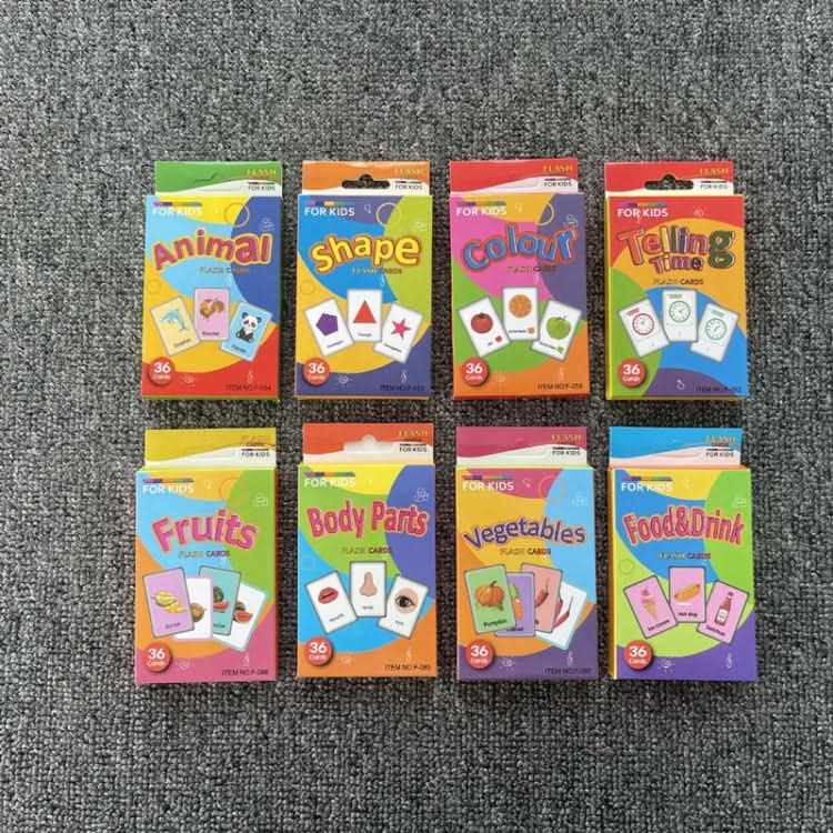 36pcs /Box Children Enlightenment Early Learning English Word Cards Reluova