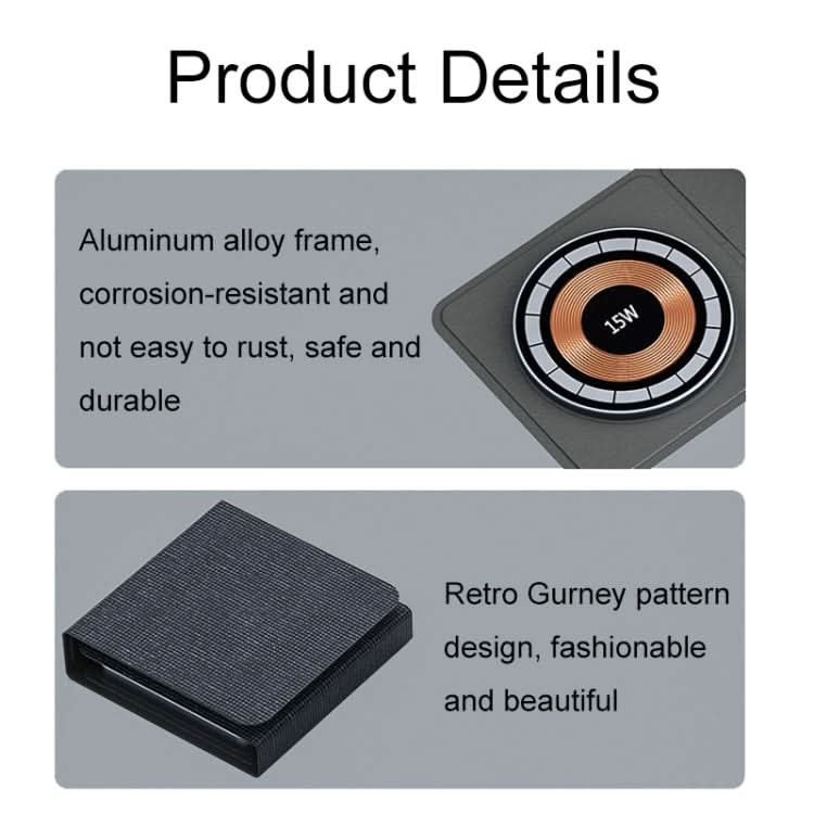 XH-X8 15W 3-in-1 MagSafe Foldable Mini Magnetic Mobile Phone Earphone Watch Wireless Charger