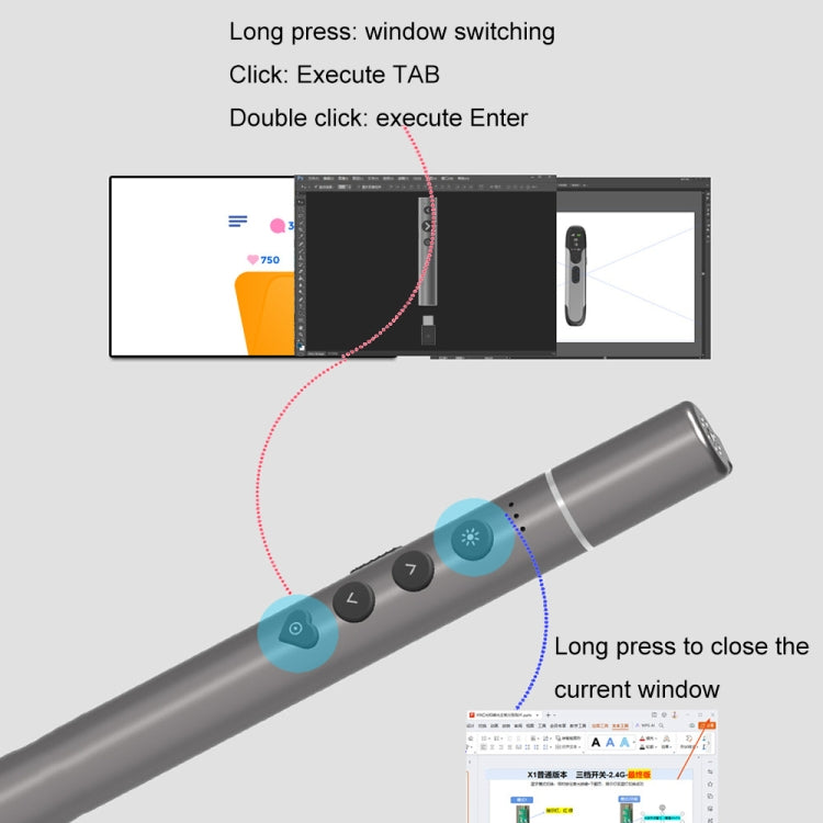 Conference Teaching Page Turning Pen Electronic Telescopic Pointer Laser Pointer PPT Wireless Presenter My Store