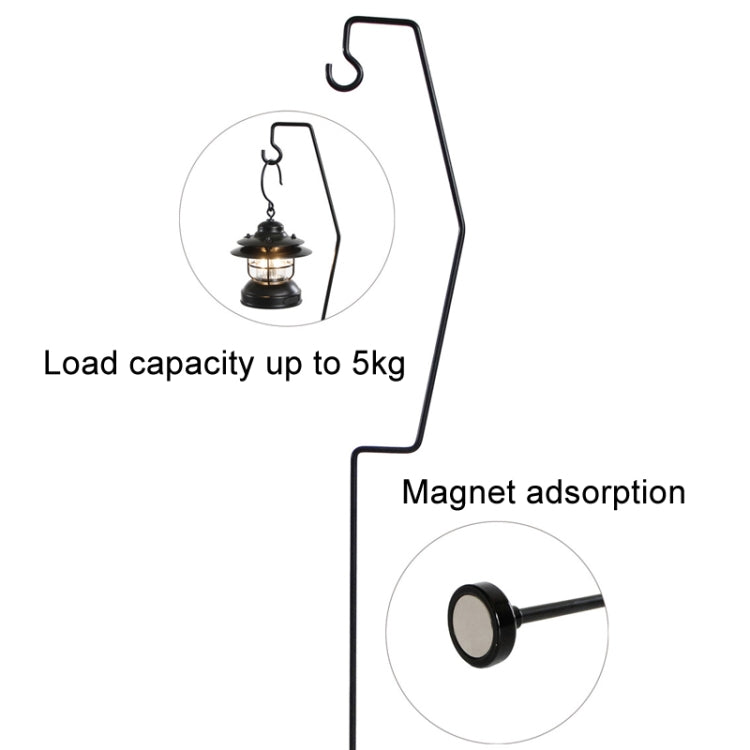 Outdoor Camping Desk Lamp Frame Retro Iron Art Camp Lamp Hanging Shelf Desktop Magnet Light Pole Reluova
