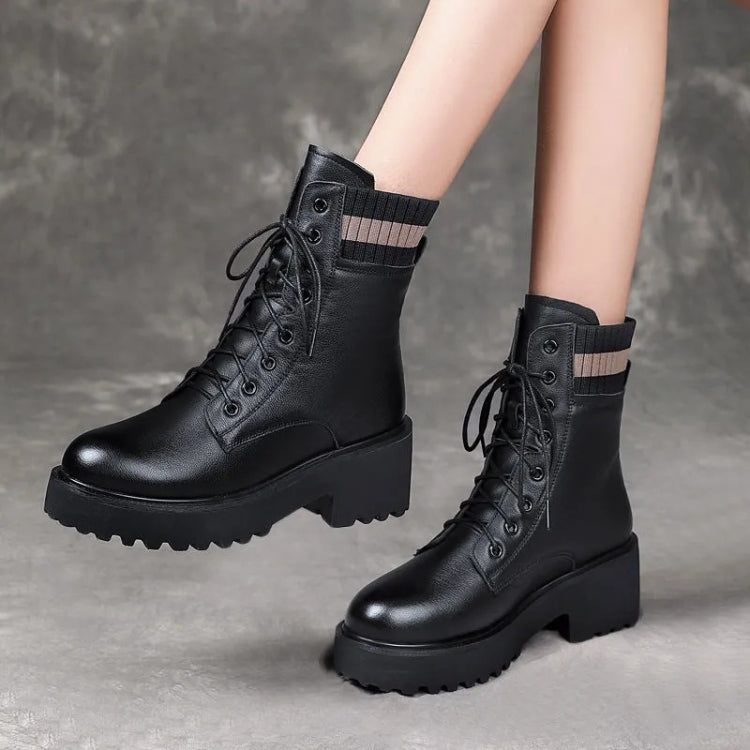 Women Fall And Winter Martin Boots England Style Thick Bottom Short Boots