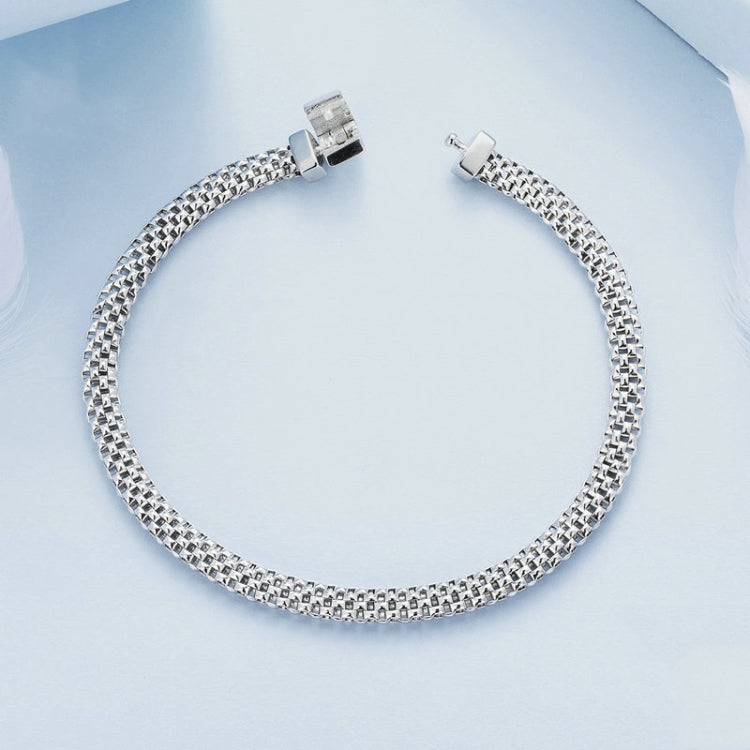 S925 Sterling Silver Platinum Plated Braided Basic Bracelet My Store