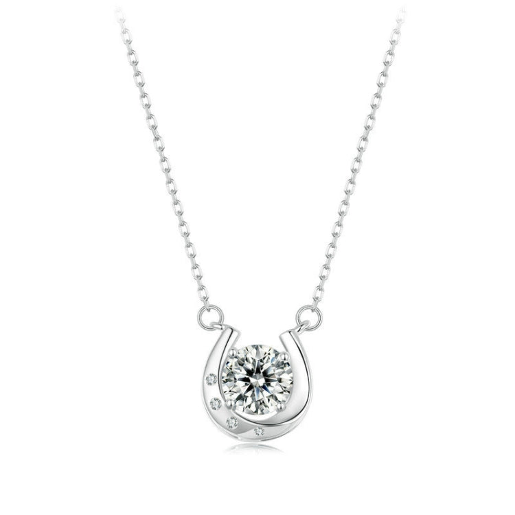 S925 Sterling Silver Sparkling Horseshoe Moissanite Pendant Necklace My Store