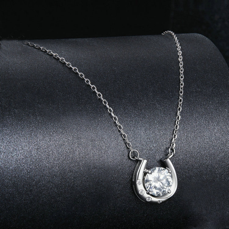 S925 Sterling Silver Sparkling Horseshoe Moissanite Pendant Necklace My Store