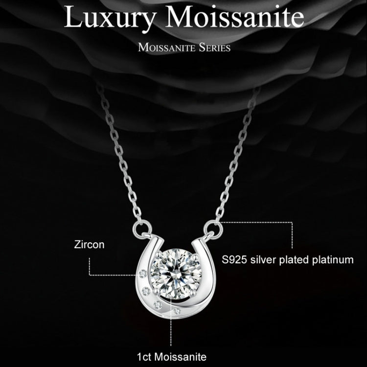 S925 Sterling Silver Sparkling Horseshoe Moissanite Pendant Necklace My Store