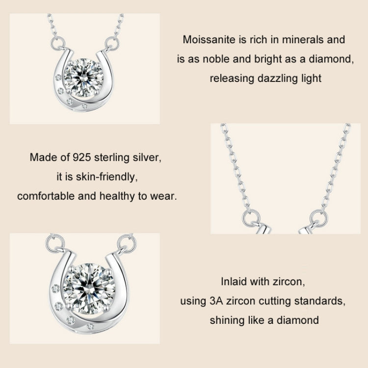 S925 Sterling Silver Sparkling Horseshoe Moissanite Pendant Necklace My Store