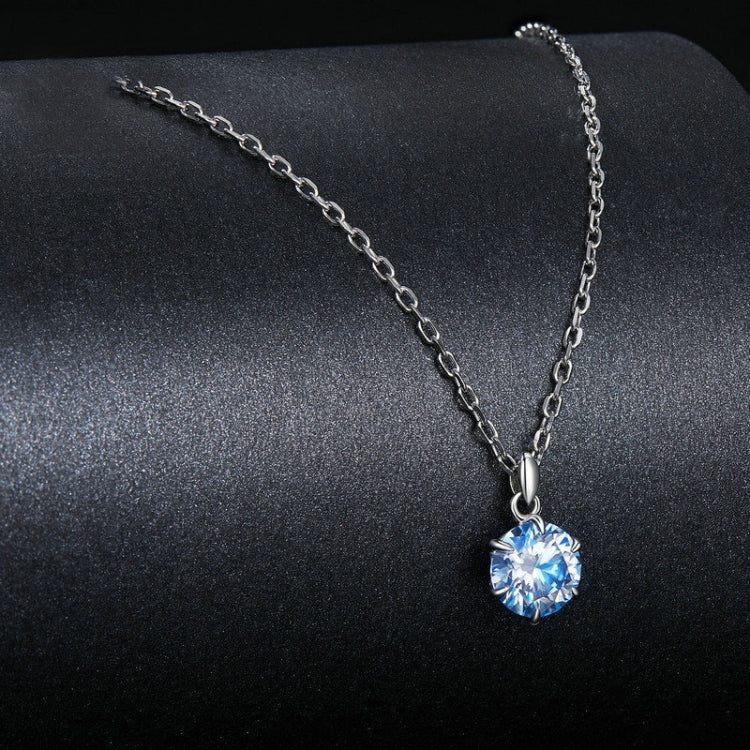 S925 Sterling Silver Platinum Plated Blue Moissanite Necklace My Store