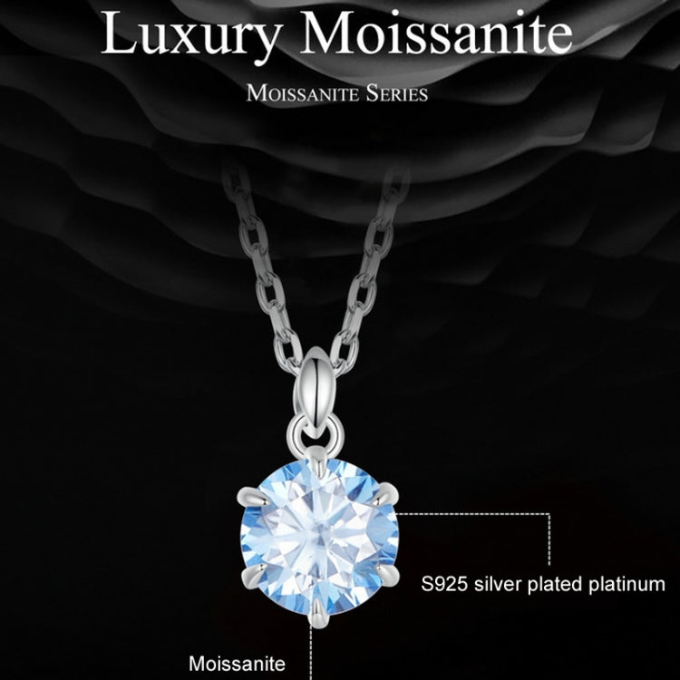 S925 Sterling Silver Platinum Plated Blue Moissanite Necklace My Store