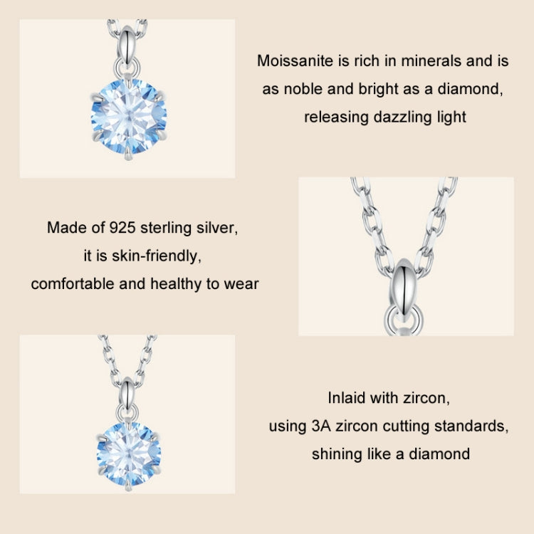 S925 Sterling Silver Platinum Plated Blue Moissanite Necklace My Store