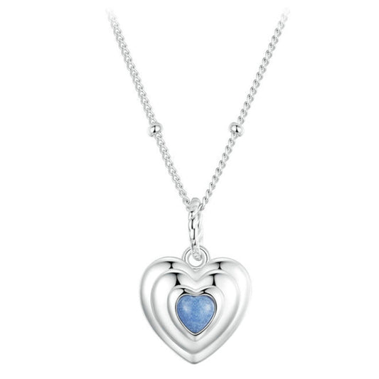 S925 Sterling Silver Platinum Plated Luminous Love Heart Necklace My Store