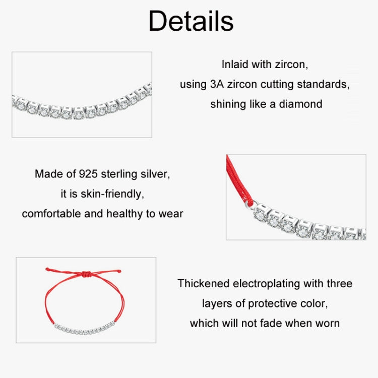 S925 Sterling Silver Zircon Lucky Braided Adjustable Bracelet My Store