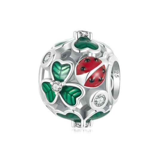 S925 Sterling Silver Seven-star Ladybug Four-leaf Clover Hollow DIY Beads