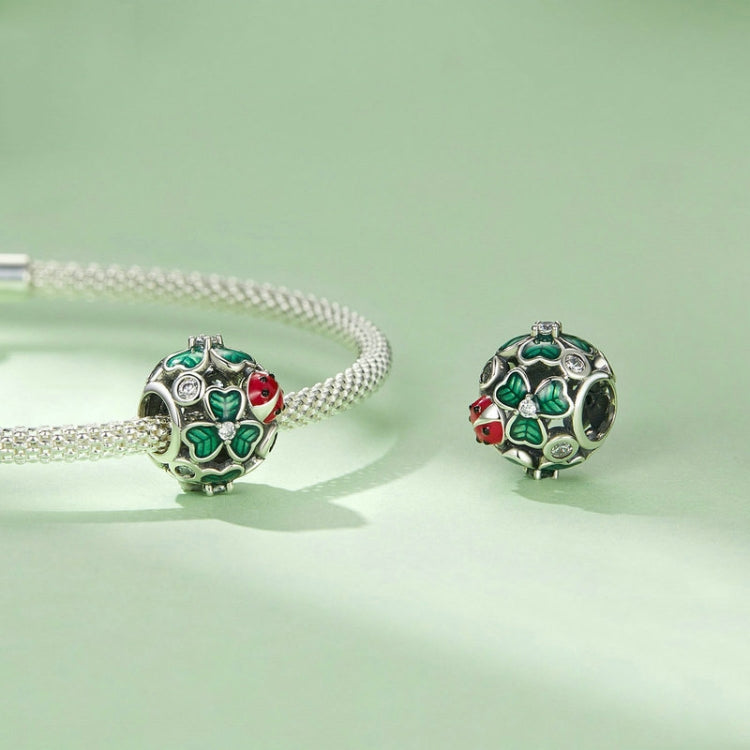 S925 Sterling Silver Seven-star Ladybug Four-leaf Clover Hollow DIY Beads