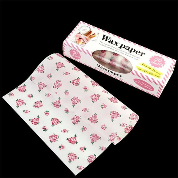 50sheets /Pack Food Wrapping Paper Baking Wax Paper Grease Proof Waterproof Liners, Spec: Rose-Reluova