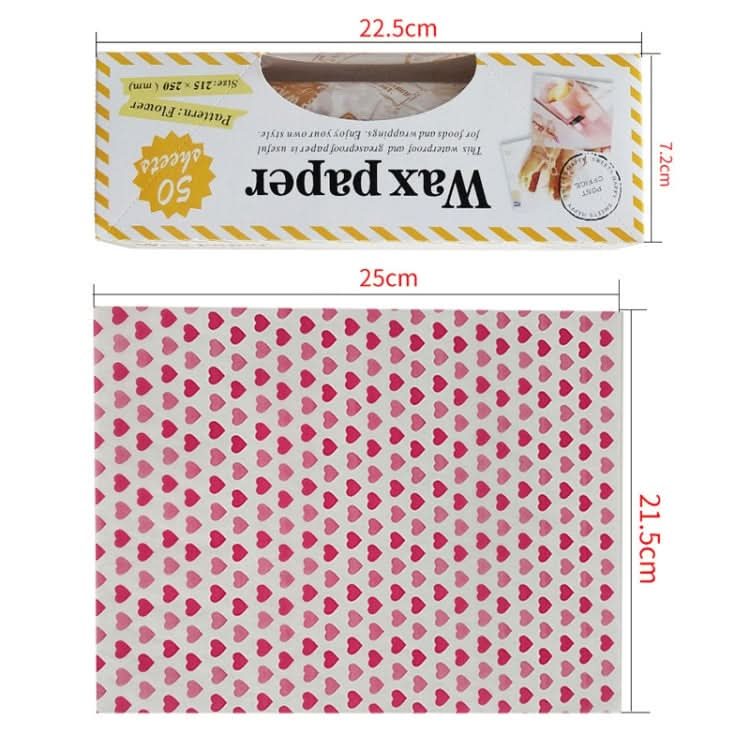 50sheets /Pack Food Wrapping Paper Baking Wax Paper Grease Proof Waterproof Liners, Spec:  Heart-Reluova