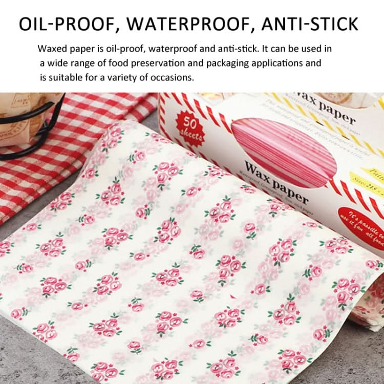 50sheets /Pack Food Wrapping Paper Baking Wax Paper Grease Proof Waterproof Liners, Spec: Rose-Reluova